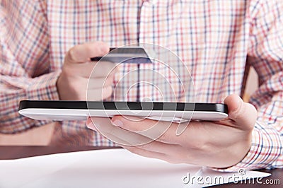 Online buying with digital tablet Stock Photo