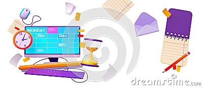 Online calendar, digital schedule, agenda Cartoon Illustration