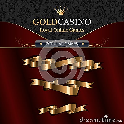 Online casino template elements with ribbons Vector Illustration