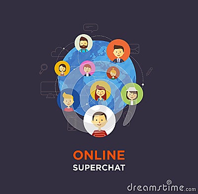 Online chat social media illustration Vector Illustration