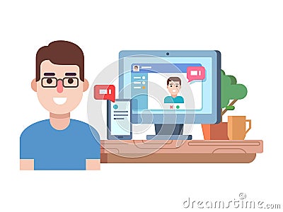 Online chat technology Vector Illustration