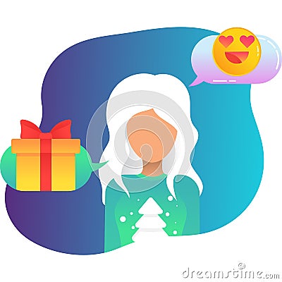 Online christmas greeting icon vector on white Vector Illustration