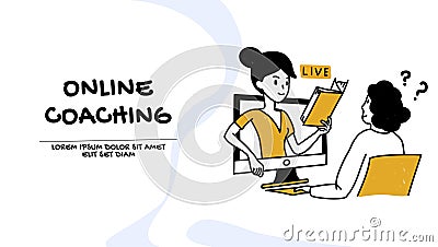 Online coaching and assistance concept. Education illustration Cartoon Illustration