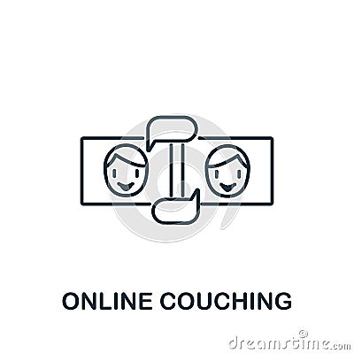 Online Coaching icon from e-learning collection. Simple line element Online Coaching symbol for templates, web design and Stock Photo