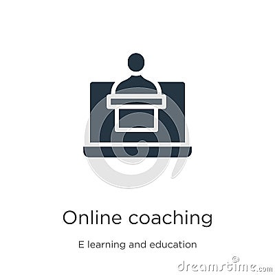 Online coaching icon vector. Trendy flat online coaching icon from e learning and education collection isolated on white Vector Illustration