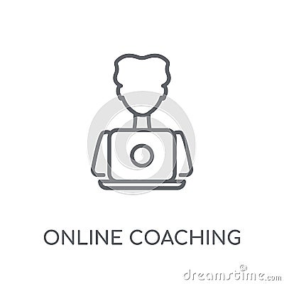 online coaching linear icon. Modern outline online coaching logo Vector Illustration