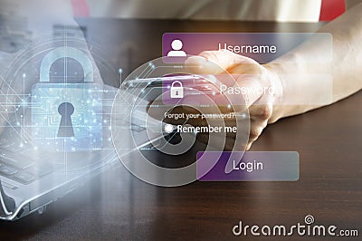 Online coding concepts, cybersecurity and the internet Stock Photo
