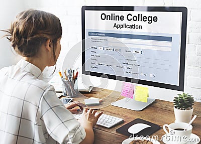 Online College Application Form Concept Stock Photo