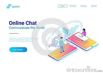 Online Communication Chat isometric. People talkin Vector Illustration