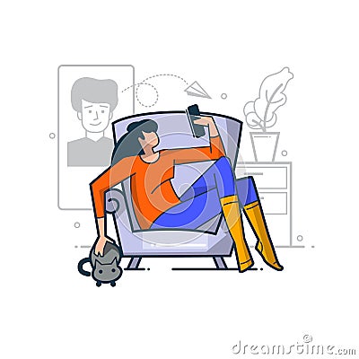 Online communication.Video call and chat with people. Vector Illustration