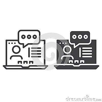 Online consulting line and solid icon Vector Illustration