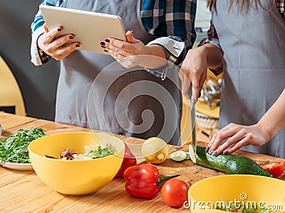 Online cookery course vegetarian diet recipe Stock Photo