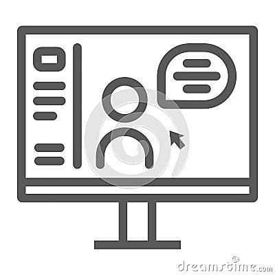 Online Course line icon, education and school, distance education sign vector graphics, a linear icon on a white Vector Illustration