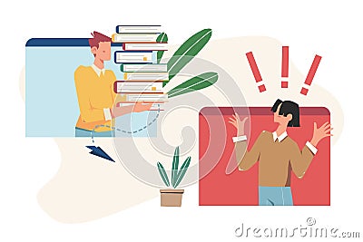 Online courses and business, online books and study guides, home schooling Vector Illustration