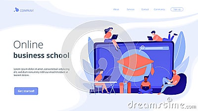 Online courses concept landing page. Vector Illustration