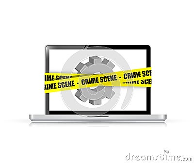 Online crime scene concept illustration design Cartoon Illustration