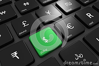 Online currency dollar focus Stock Photo