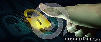 Online data security system and network cyber security technology Stock Photo