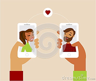 Online dating app concept Vector Illustration