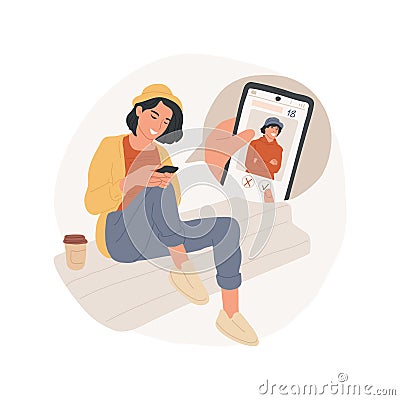 Online-dating apps isolated cartoon vector illustration. Vector Illustration