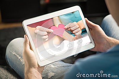 Online dating concept. Imaginary application or website. Stock Photo