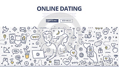 Online Dating Doodle Concept Vector Illustration