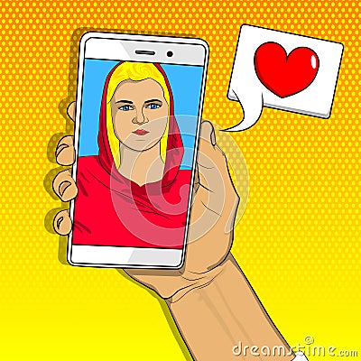 Online dating, long distance relationship concept. Vector Illustration