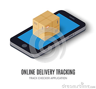 Online delivery tracking concept isometric icon Vector Illustration