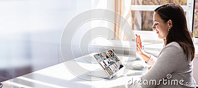 Online Digital Video Conference Webinar Stock Photo