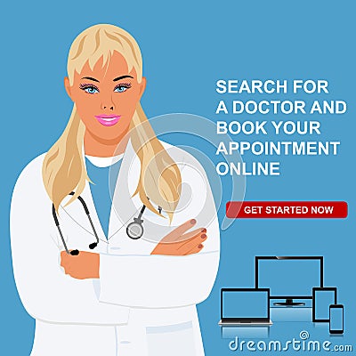 Online doctor appointment, physician visit, vector illustration Vector Illustration