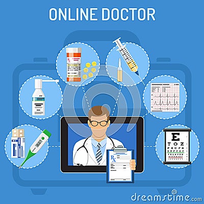 Online doctor concept Vector Illustration