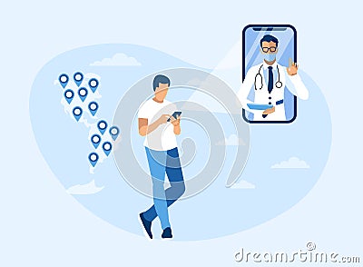 Online Doctor Consultation Throughout Americas Vector Illustration