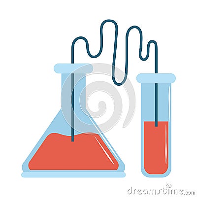 Online doctor laboratory chemistry test tubes care flat style icon Vector Illustration