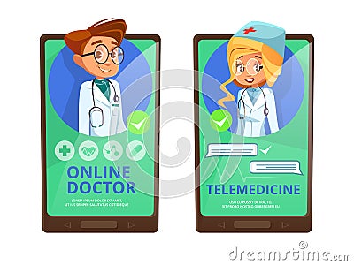 Online doctor telemedicine vector cartoon Vector Illustration