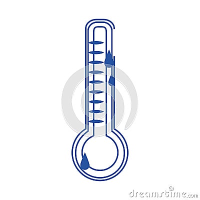 Online doctor thermometer temperature testing care blue line style icon Vector Illustration