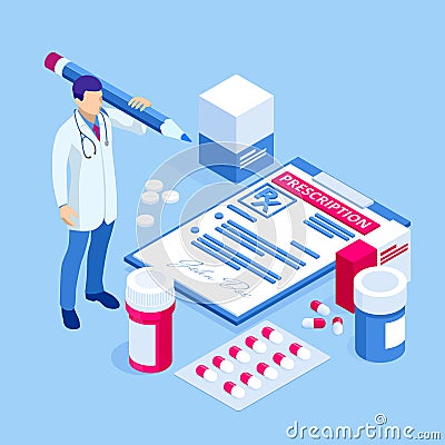 Online doctor at work. Health medical science. Medicine and pharmacy banners. Pharmacist care for the patient. Medicine Vector Illustration