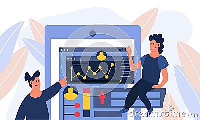 Online dossier and performance employee test. Business archive folder and search web database vector illustration. Paperwork Vector Illustration