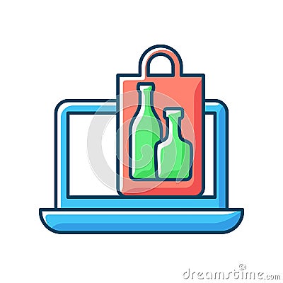 Online drinks ordering RGB color icon Vector Illustration