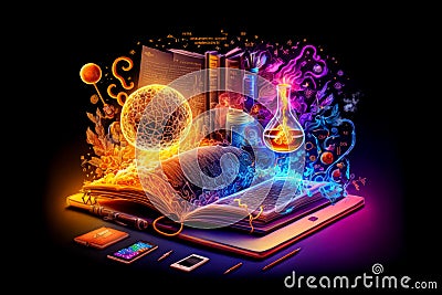 Online education. application education. A computer with pages open. I Stock Photo