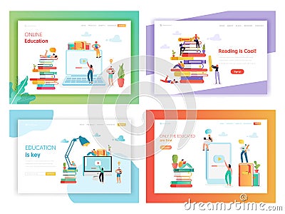 Online Education Concept Landing Page Template Vector Illustration