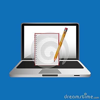 Online education concept notepad pencil Vector Illustration