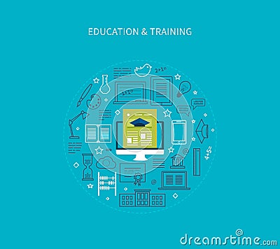 Online education and courses Vector Illustration