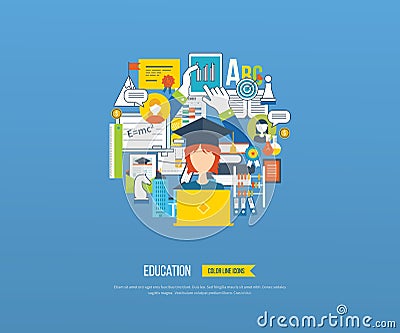 Online education and courses Vector Illustration