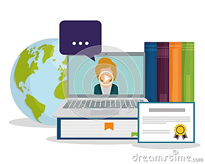 Online education and eLearning Vector Illustration