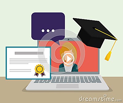 Online education and eLearning Vector Illustration