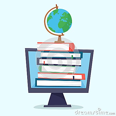 Online education and electronic library. Vector Illustration