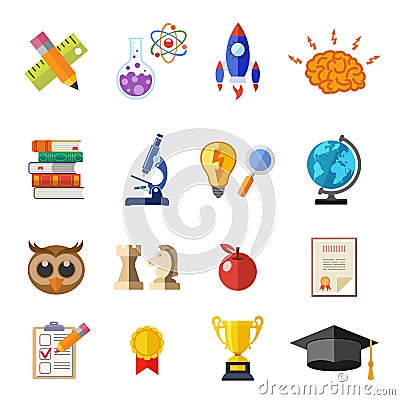 Online Education Flat Icon Set Vector Illustration