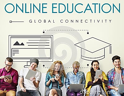 Online Education Global Connectivity Graphic Concept Stock Photo