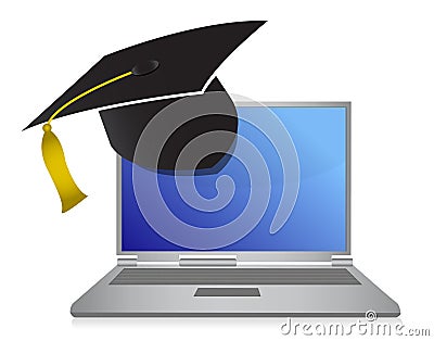 Online education graduation concept illustration Vector Illustration