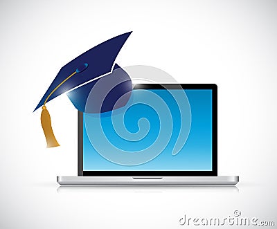 Online education graduation concept illustration Cartoon Illustration